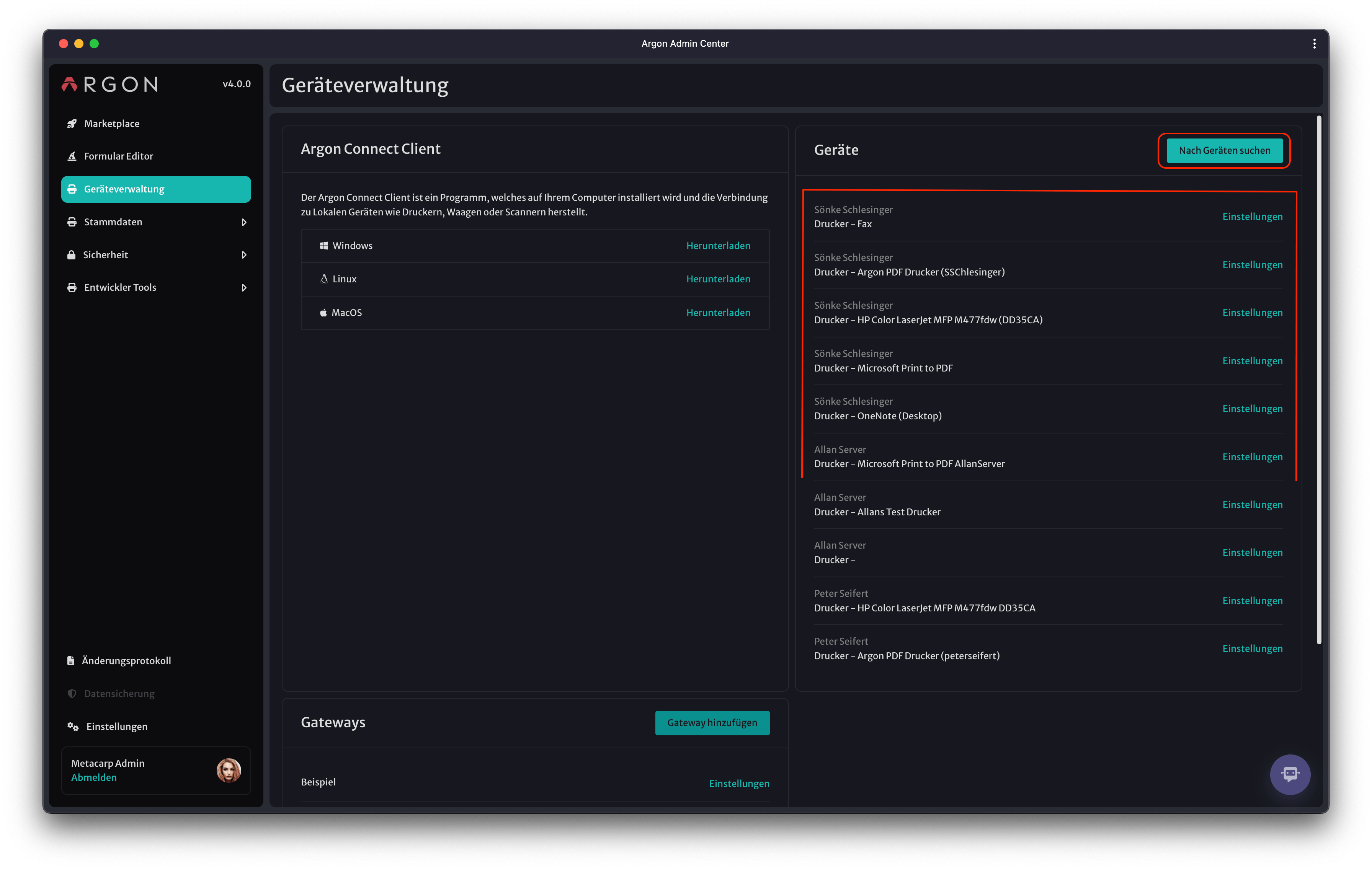 Image: Geräteverwaltung mit hervorgehobenem Button "Nach Geräten suchen"