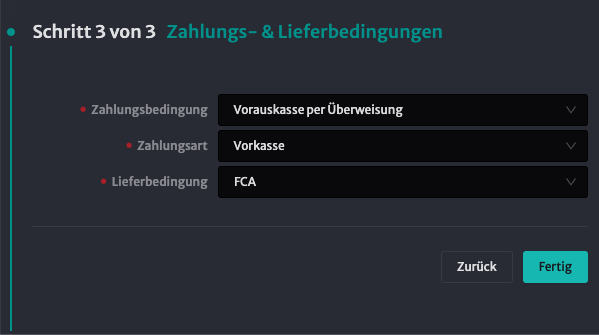 Zahlungs- und Lieferbedingungen