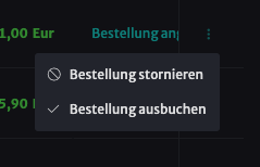 Kontextmenü Bestellung