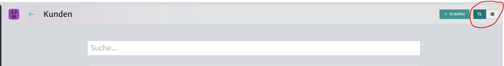 Ansichten – Tabelle und Lupensuche