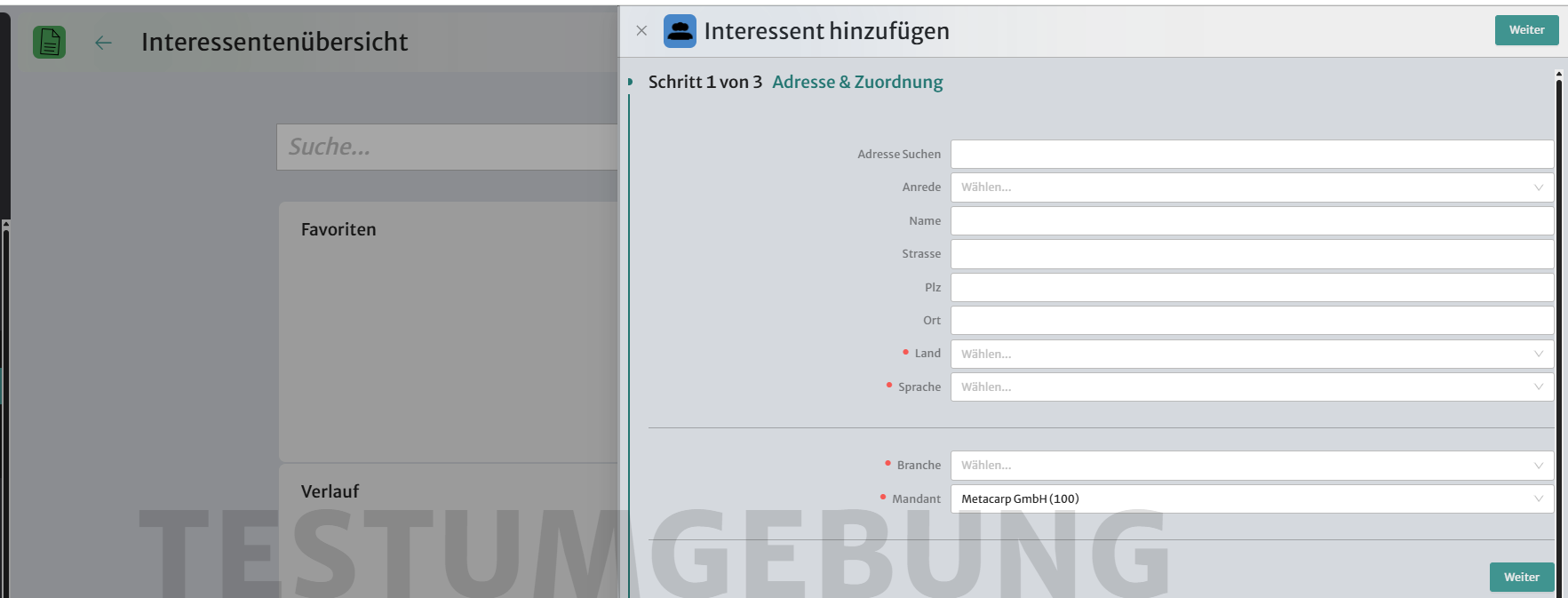 Interessent anlegen