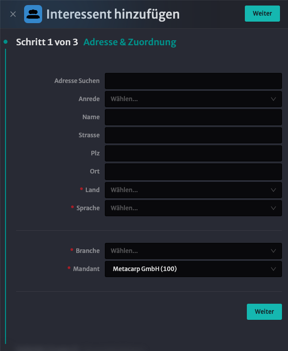 Adresse und Zuordnung