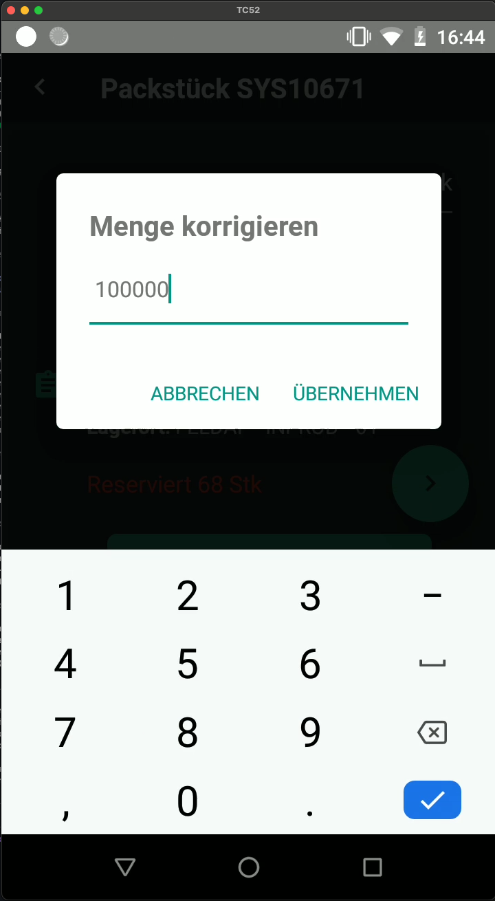 Menge Korrigieren