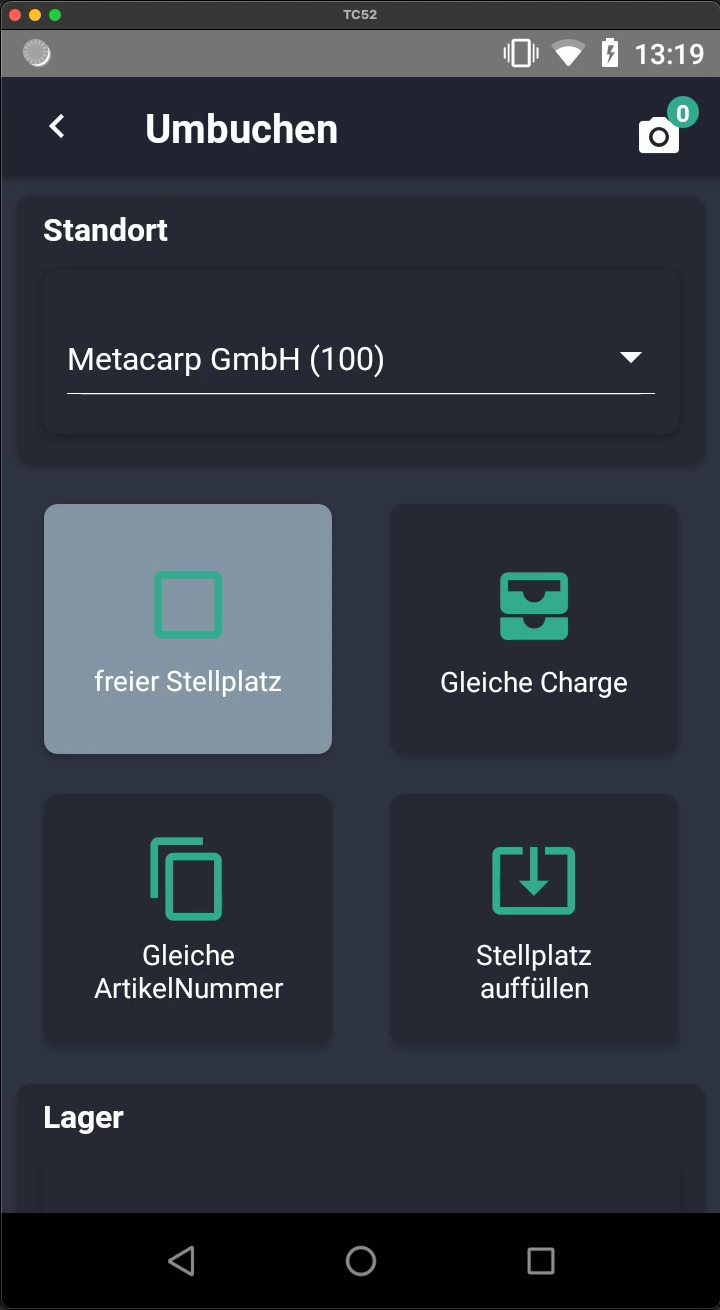Umbuchung Lagerplatz-Strategie