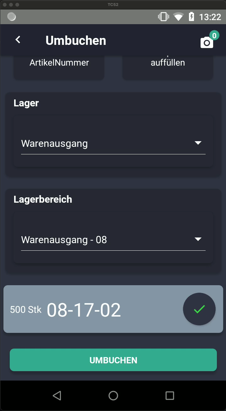 Umbuchung Zielplatz-Bestimmung