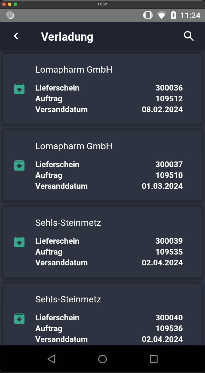 Verladung Lieferschein-Übersicht