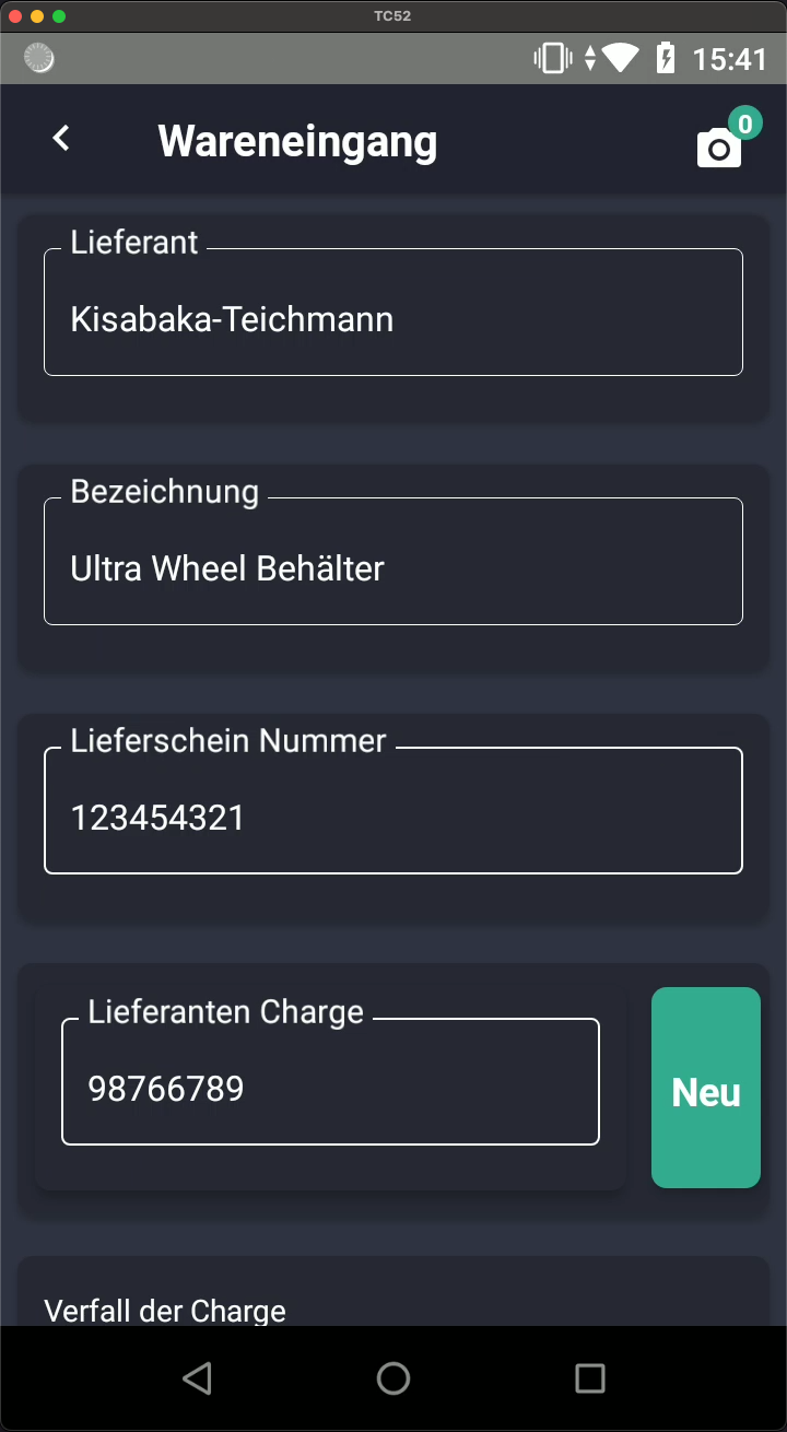 Wareneingang Charge erfassen
